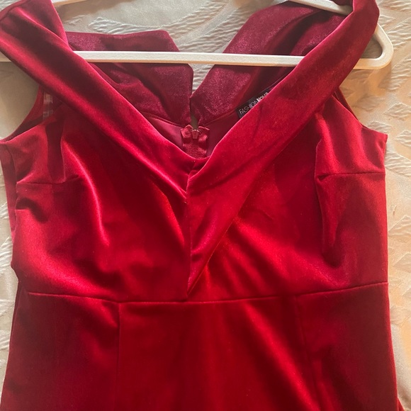 Red Velvet Off The Shoulder Maxi Dress - Picture 1 of 6